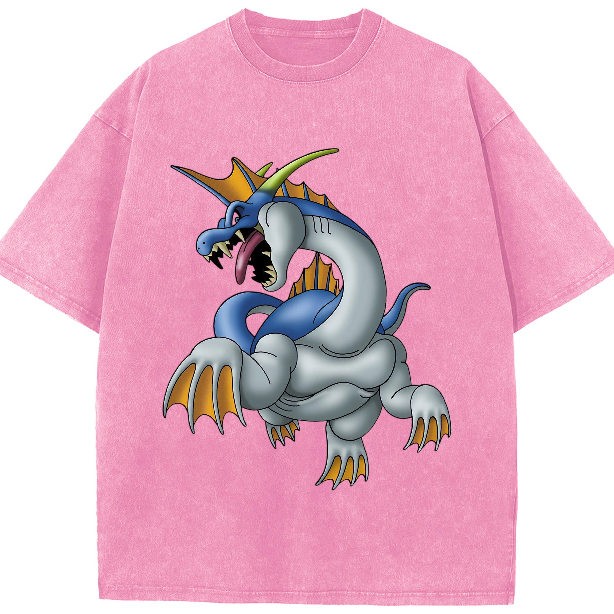 （画像用） ドラゴンクエスト Doragon Kuesuto Dragon Quest 綿100% ヴィンテージ風 半袖Tシャツ（フロントプリント）